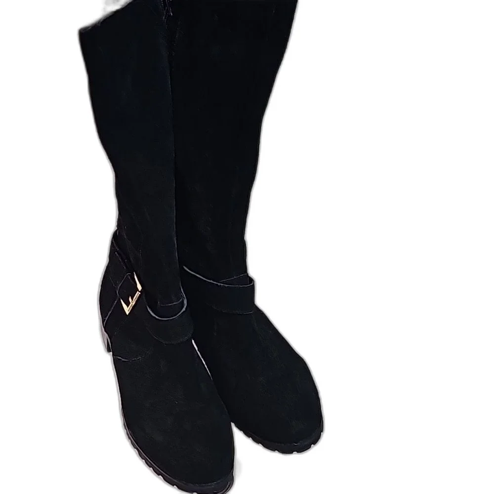 Campus Boots Black Suede Silvertone Hardware Size 7